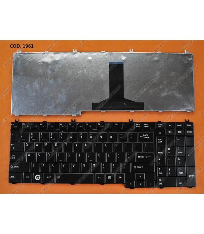 TECLADO TOSHIBA A500 A505 P500 P500D P505 L500 L505D L550 L555 L515 SERIES GLOSSY V109202BK1 BK US ORIG.