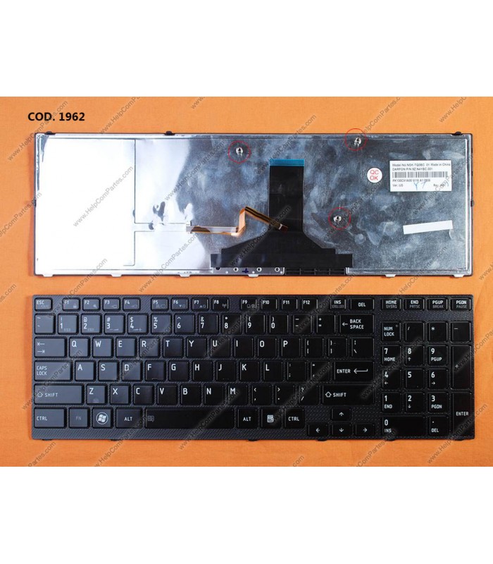 TECLADO TOSHIBA A660 A660D A665 A665D A650 L650 L650D L670 L670D L675D C650 SERIES MARCO BACKLIT GLOSSY BK US ORIG.