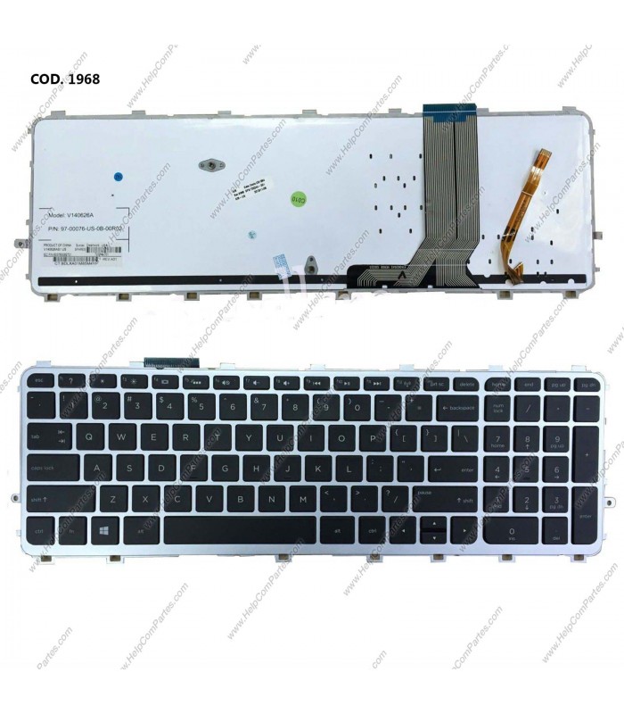 TECLADO HP ENVY 15-J 15-J100 15T-J 15T-J100 17-J 17-J100 17T-J 17T-J100 M7-J M7-J100 SERIES MARCO 720244-001 BK/GRIS US ORIG.