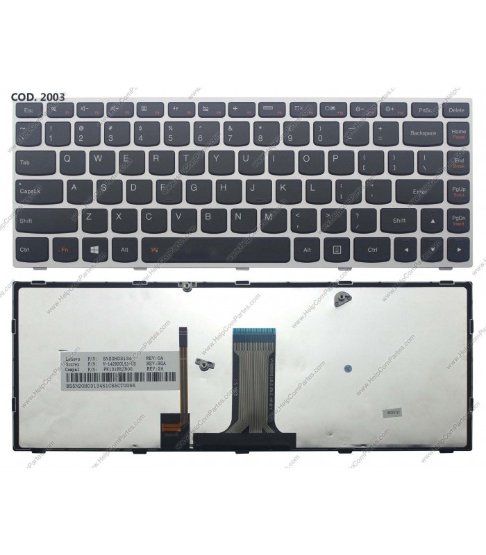 TECLADO LENOVO G40 G40-30 G40-80 G40-45 Z40 B40-70 G40-70 B40-70AT B40-35 300-14IBR 300-14ISK 305-14IBD FLEX 2 14 GR BL US ORIG.