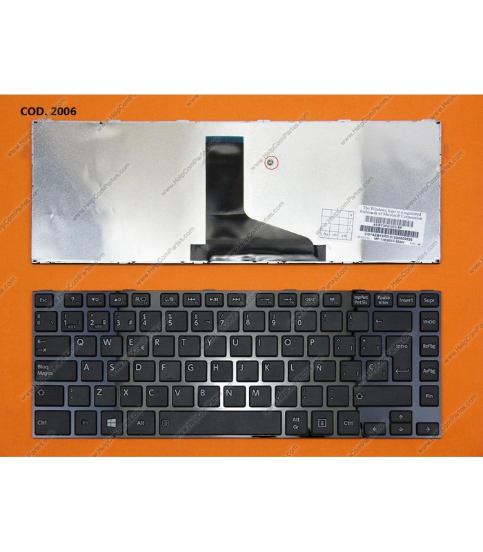 TECLADO TOSHIBA L800 L800D L830 L835 L840 L840D L845 L845D C800 M800 M805 P845 P845T MARCO GLOSSY A000172350 BK SP ORIG.