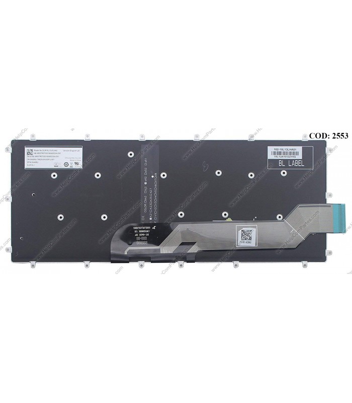 TECLADO DELL INSP. 13 5368 5378 7368 7378 14 7460 15 5568 5578 7569 7579 SERIES +BACKLIT 0H4XRJ BK US ORIG. (DS)