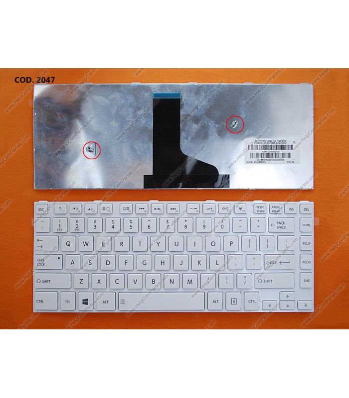 TECLADO TOSHIBA C40-A C40D-A C40T-A C45-A C45D-A C45T-A L40-A L40D-A L40T-A L45-A L45D-A L45T-A S40-A S40D-A+MARCO WH US OEM