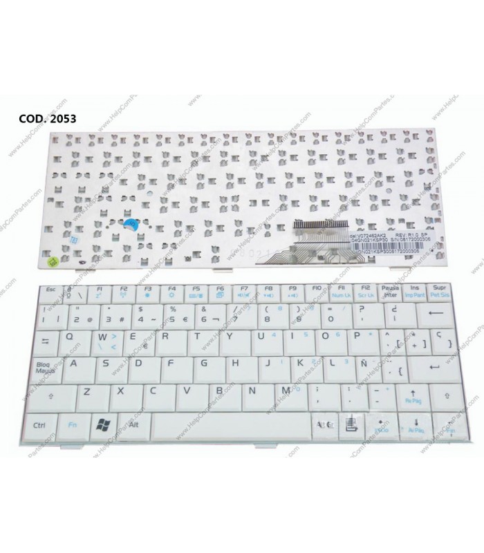 TECLADO ASUS EPC 700 701 701SD 701SDX 900 900HD 900A 901 SERIES SIN MARCO V072462AK2 WH SP ORIG.