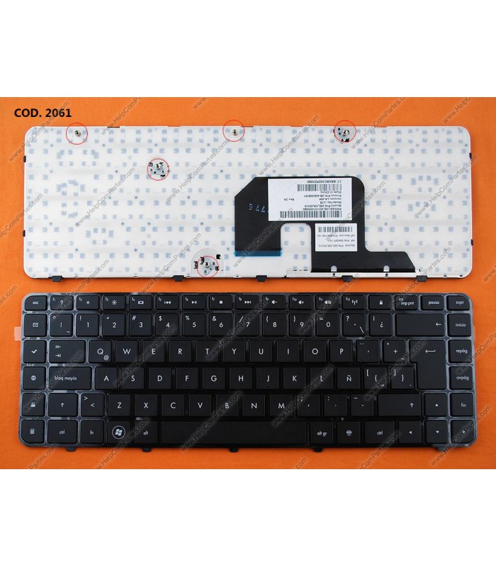 TECLADO HP PAV DV6-3000 DV6-3100 DV6-3200 DV6-3300 DV6-4000 SERIES MARCO+GLOSSY 635376-161 BK LA ORIG.