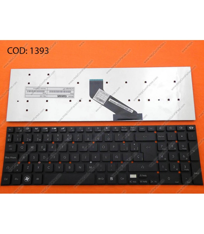 TECLADO GATEWAY NV55 NV55S NV57 NV75 NV75S /PACKARD BELL LS44SB LV11HC SERIES SIN MARCO PK130HQ1A18 BK SP OEM.