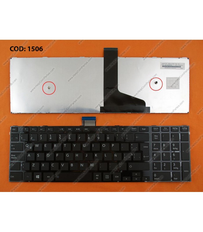 TECLADO TOSHIBA C50-A C50D-A C50T-A C55-A C55D-A C55T-A SERIES +MARCO GLOSSY 6037B0084434 BK LA ORIG.