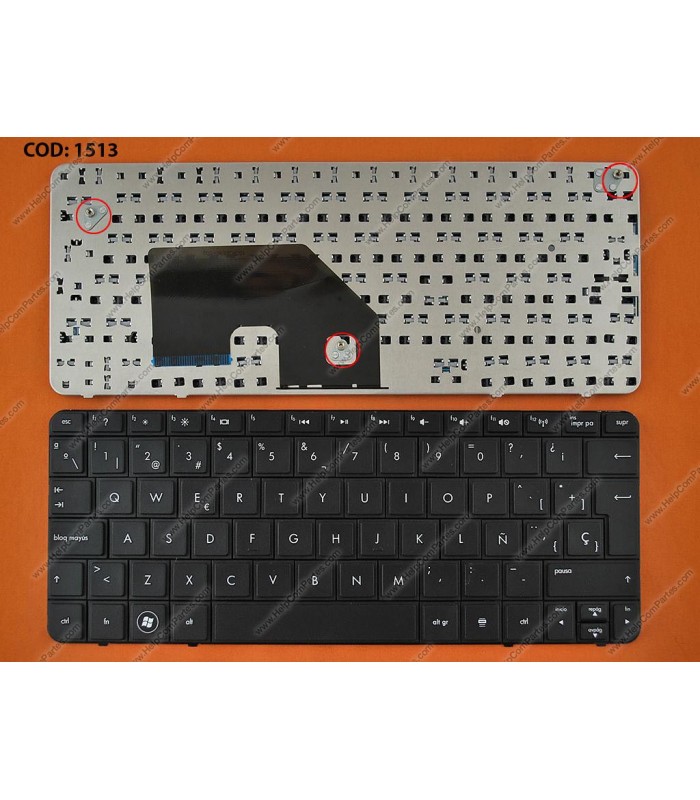 TECLADO HP CQ10 CQ10-400 CQ10-400SH CQ10-400SD CQ10-500 MINI 110-3000 110-3015 110-3098 SERIES SIN MARCO 608769-161 BK SP ORIG.