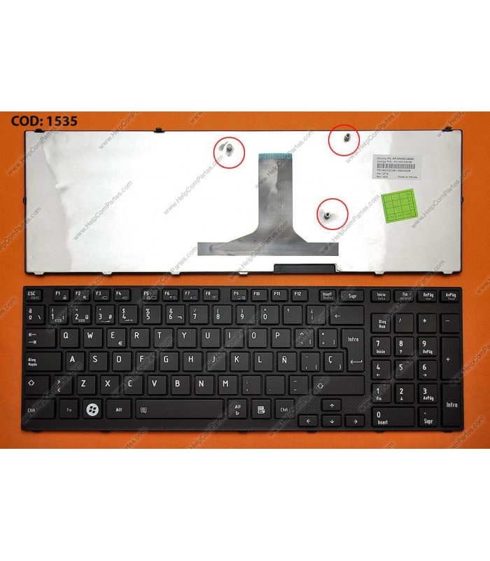TECLADO TOSHIBA A660 A660D A665 A665D A650 L650 L650D L670 L670D L675D C650 SERIES MARCO PK130IU2B18 BK SP OEM