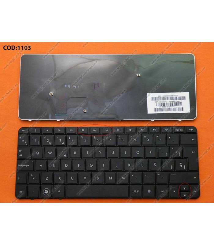 TECLADO HP 110 110-3500 110-3600 110-3602 210 210-2000 210-2050 210-3000 CQ10 CQ10-701SS SERIES 647569-071 BK SP OEM.