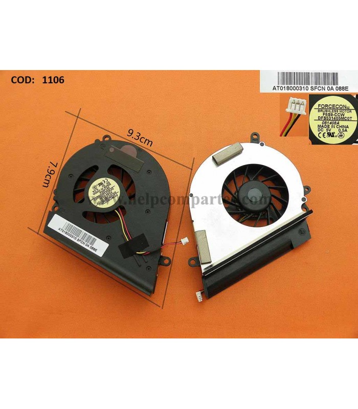 VENTI. TOSHIBA SATELLITE  A200 A205 A210 A215 L450 L450D L455 L455D INTEL SERIES K000086560 3PIN ORIG.