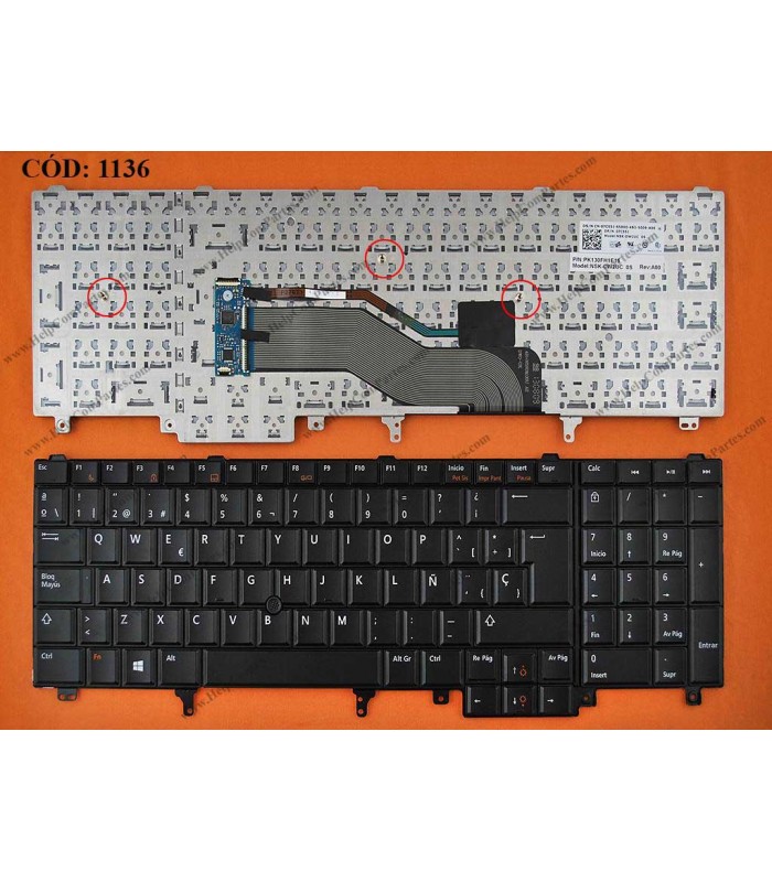 TECLADO DELL LATITUDE E6520 E6530 E6540 E5520 E5520M E5530 M2800 M4600 SERIES 08M7VX BK SP OEM.