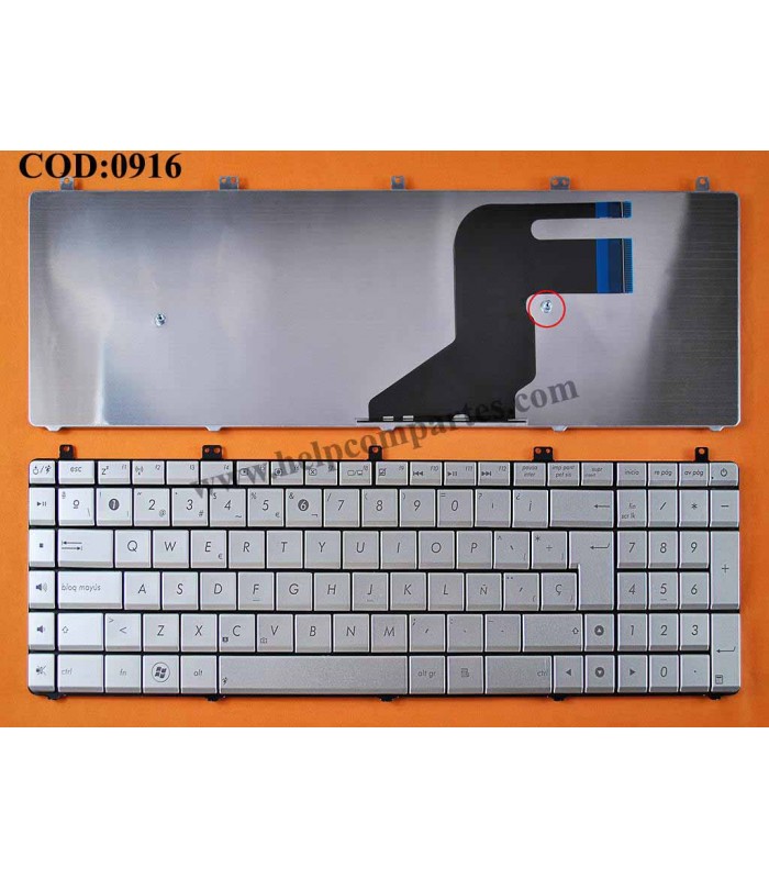 TECLADO ASUS N55 N55S N55SL N55SF N55X N75 N75E N75SL N75SF SERIES SIN MARCO 04GN5F1KSP00-2 SILVER SP OEM.