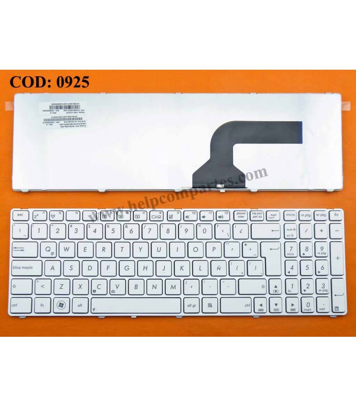 TECLADO ASUS N53 N50 G60 G72 F50 F55 A43 A52 A52F A52J U50 X52 X53 X54 X61 SERIES 0KNB0-6027LA00 WH LA ORIG.