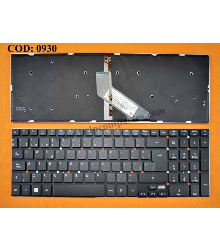 TECLADO ACER ASPIRE 5830 5755 5755G 5830G 5830T 5830TG V3 V3-551 SERIES SIN MARCO+BACKLIT V121702AK4 BK SP ORIG.