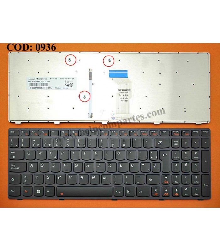 TECLADO LENOVO Y580 Y580A Y580M Y580N Y580NT Y580P SERIES BACKLIT 25207366 WIN8 BK SP ORIG.