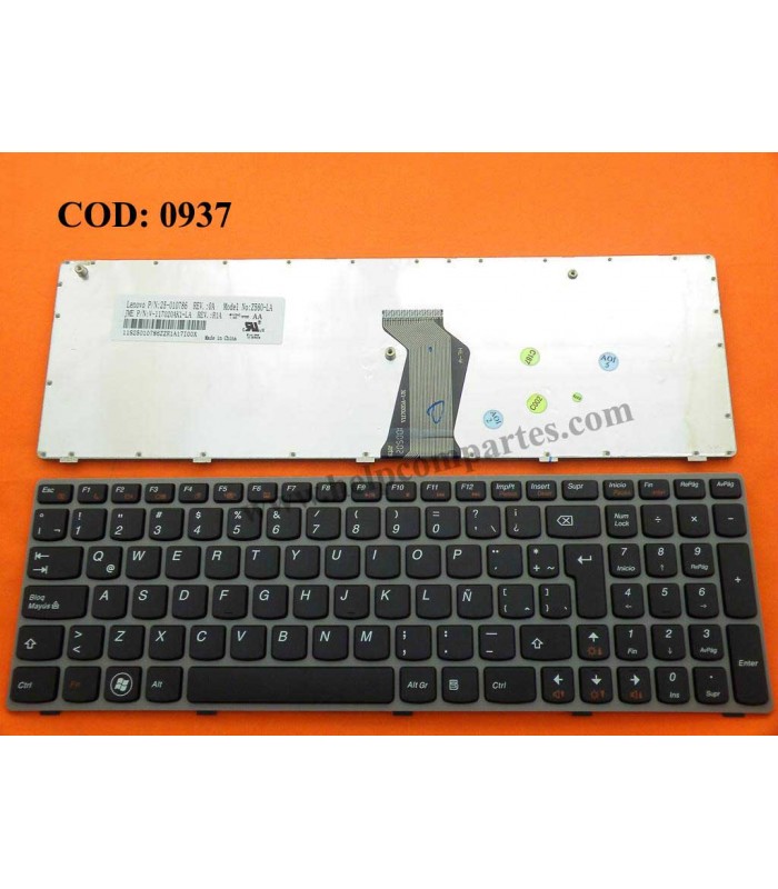 TECLADO LENOVO Z560 Z560A Z565 Z565A G570 G570A B570 B570A SERIES 25-010786 GRAY BK LA ORIG.