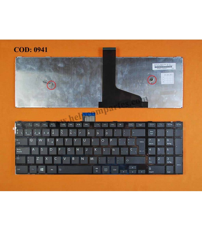 TECLADO TOSHIBA C50-A C50D-A C50T-A C55-A C55D-A C55T-A SERIES +MARCO GLOSSY V143026CK1 BK SP ORIG.