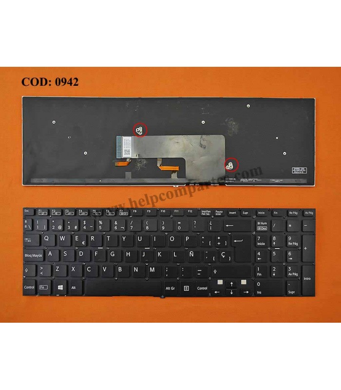 TECLADO SONY VAIO SVF1521F6EW SVF152 15 FIT 15E SERIES SIN MARCO 149240671ES  BACKLIT BK SP ORIG.
