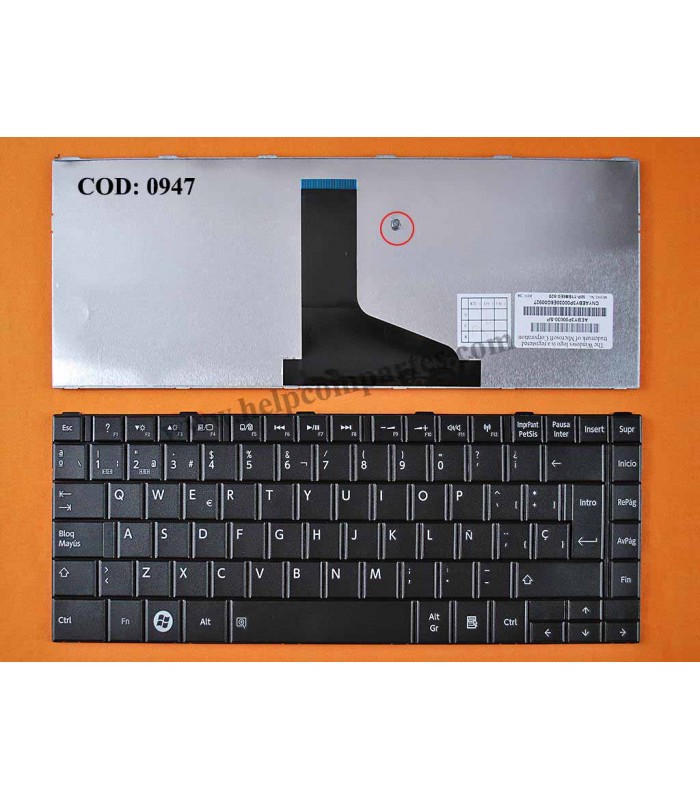 TECLADO TOSHIBA C800 C800D C805 C840 L800 L805 L830 L840 L845 SERIES SIN MARCO AEBY3P00030 BK SP ORIG