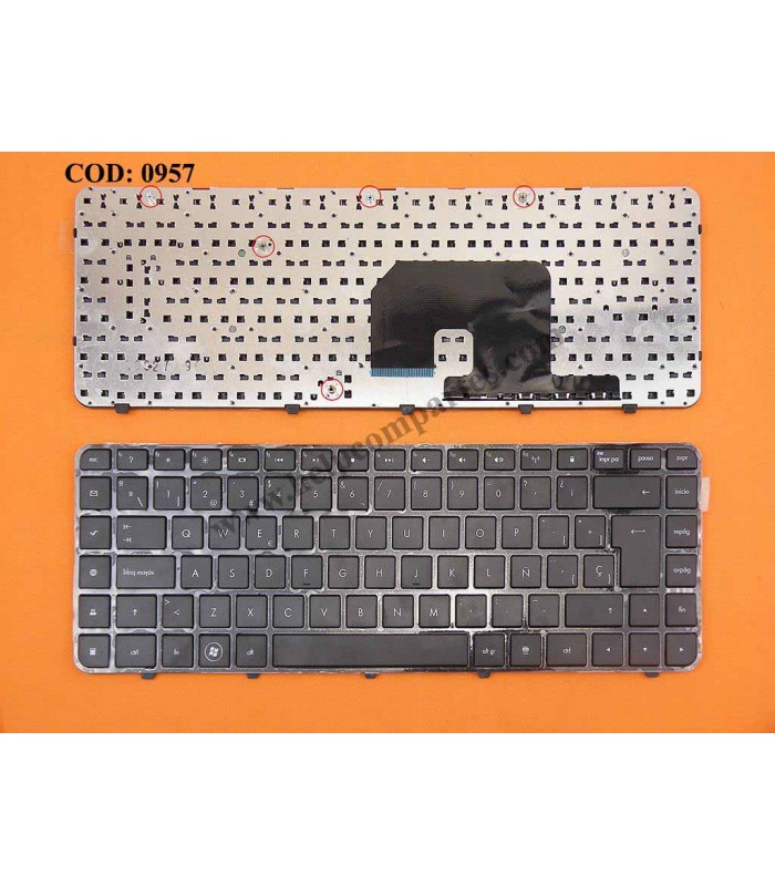 TECLADO HP PAV DV6-3000 DV6-3100 DV6-3200 DV6-3300 DV6-4000 SERIES MARCO 606745-071 BK SP ORIG.