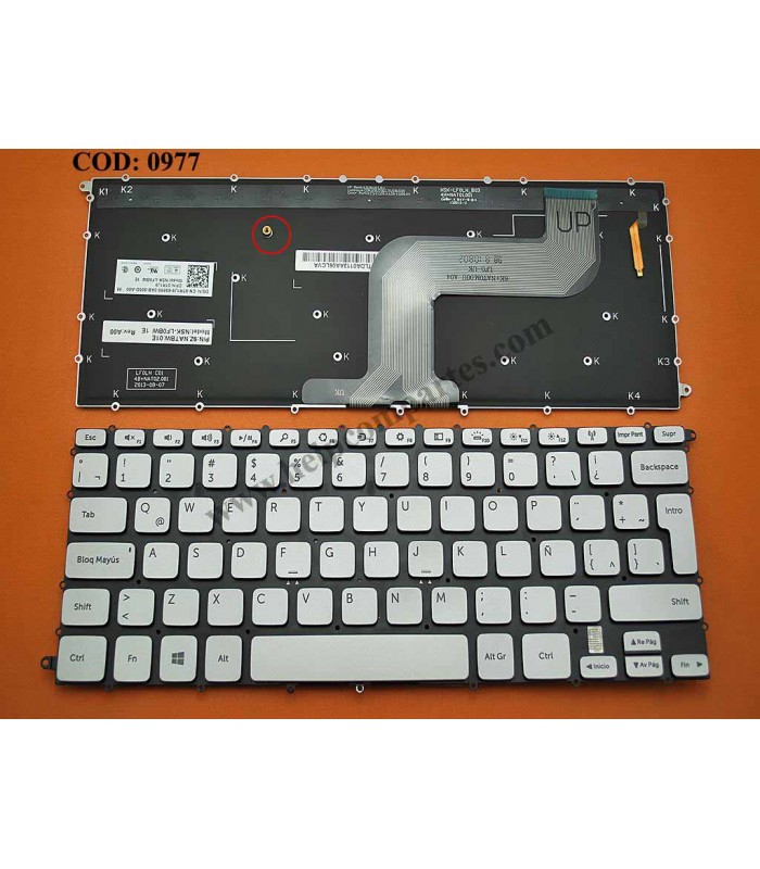 TECLADO DELL INSPIRON 14-7000 14-7437 14-7460 14-7466 14-7467 SERIES SIN MARCO 0TR1J9 TR1J9 BL SILVER LA ORIG.