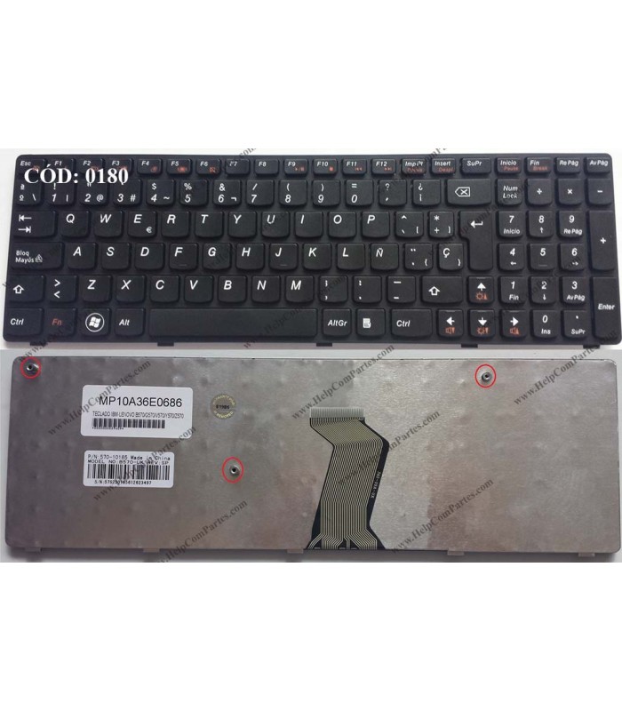 TECLADO LENOVO B570 B570A B570E B570G B575 V570 V570C Y570 Z570  SERIES MARCO 25012622 BK SP ORIG.
