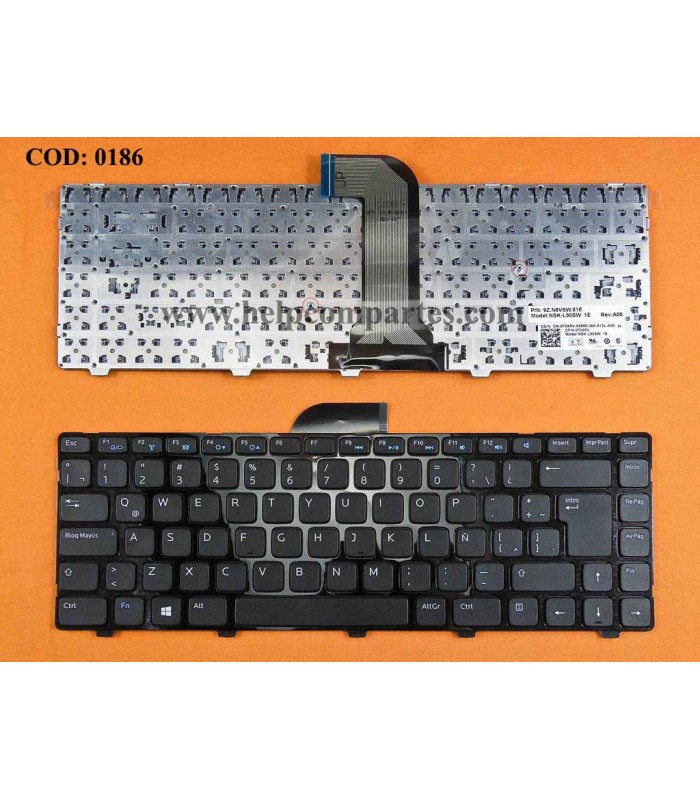 TECLADO DELL INSP. 14 3421 14R 14V 2308 2408 2518 5523 5421 SERIES GLOSSY 0F0XRV BK LA ORIG.