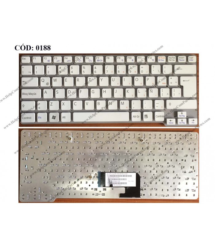 TECLADO SONY VAIO VGN-CW VPC-CW CW13FX CW14FX CW152C SERIES SIN MARCO 148760561 BLANCO SP ORIG.