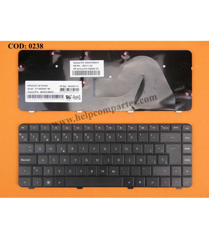TECLADO HP COMPAQ G42 G42t G42-100 G42-200 G42-300 CQ42 SERIES SIN MARCO 590121-071 BK SP