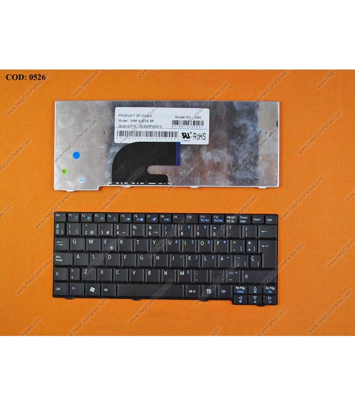 TECLADO ACER ASPIRE ONE A110 A150 AO531 AOA110 AOA150 AOD150 AOD250 D150 D210 D250 KAV60 SERIES BK SP OEM