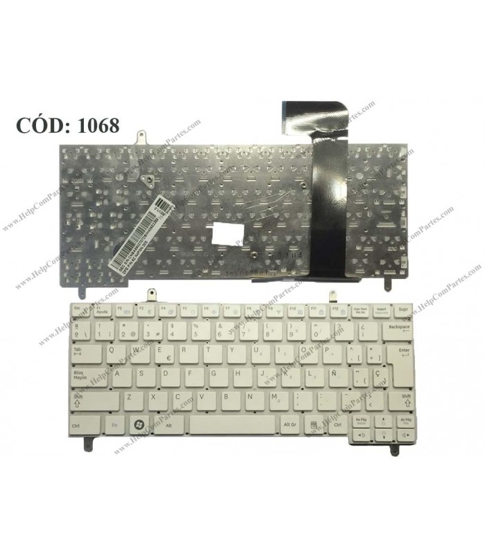 TECLADO SAMSUNG N210 N210P N220 N220P N230 N260 N315 SERIES SIN MARCO 9Z.N4PSN.30S BLANCO SP ORIG.