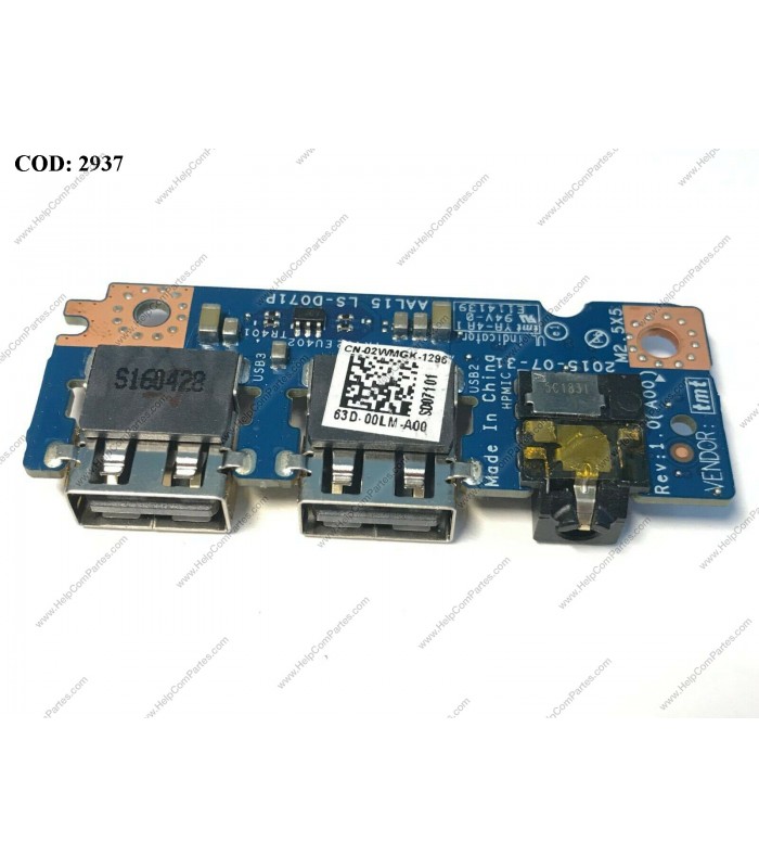 USB BD I/O W/CABLE DELL  INSPIRON 5468 5566 15 5000 5559 5759 USB/AUDIO PORT IO CIRCUIT E/S SERIES 02WMGK 2WMGK ORIG.