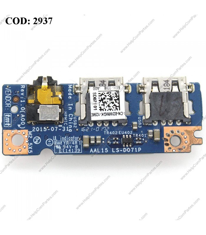 USB BD I/O W/CABLE DELL  INSPIRON 5468 5566 15 5000 5559 5759 USB/AUDIO PORT IO CIRCUIT E/S SERIES 02WMGK 2WMGK ORIG.