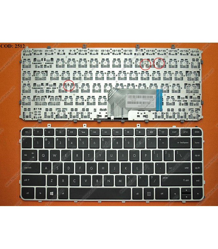 TECLADO HP ENVY 4-1000 4-1100 4-1200 6-1000 6-1100 4T-1000 6T-1000 SERIES BACKLIT 698682-001 WIN8 SLV/BLK US ORIG.