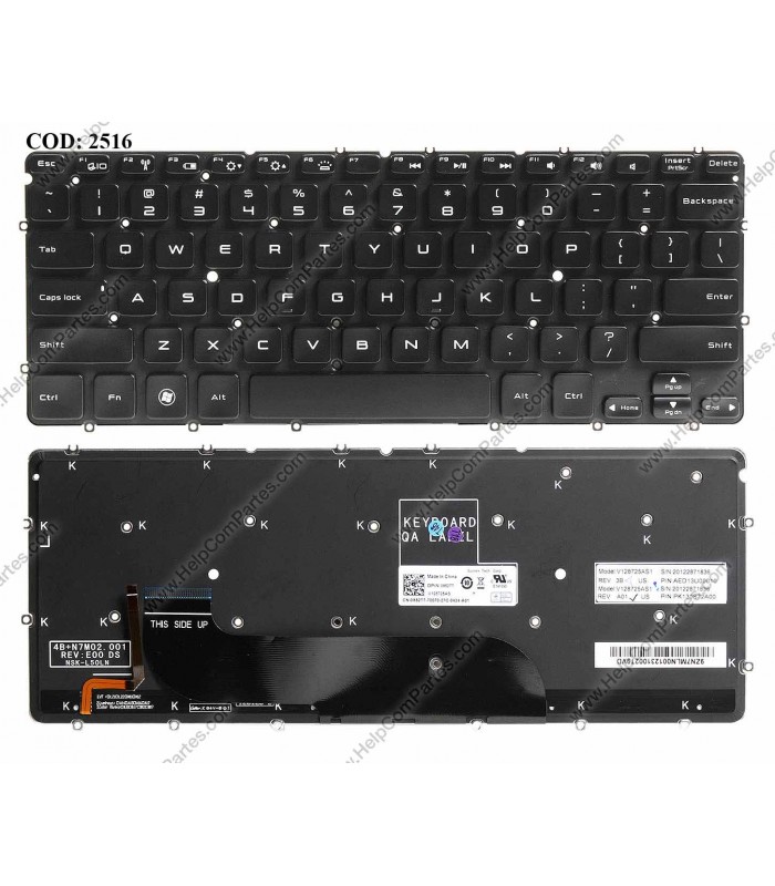 TECLADO DELL XPS 13 9333 9370 9380 15 7547 7548 L321X L322X SERIES SIN MARCO +BACKLIT 0X52TT BK US ORIG.