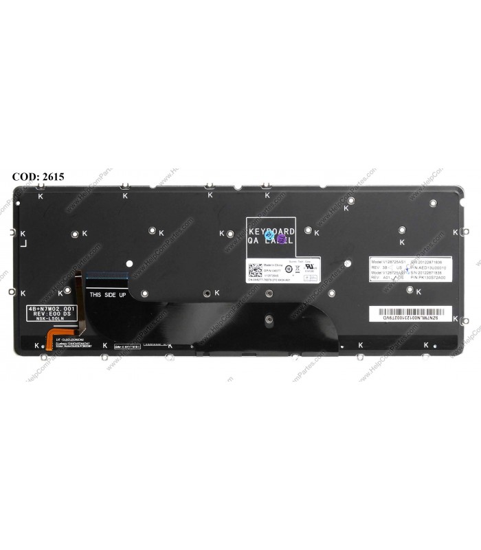 TECLADO DELL XPS 13 9333 9370 9380 15 7547 7548 L321X L322X SERIES SIN MARCO +BACKLIT 0X52TT BK US ORIG.