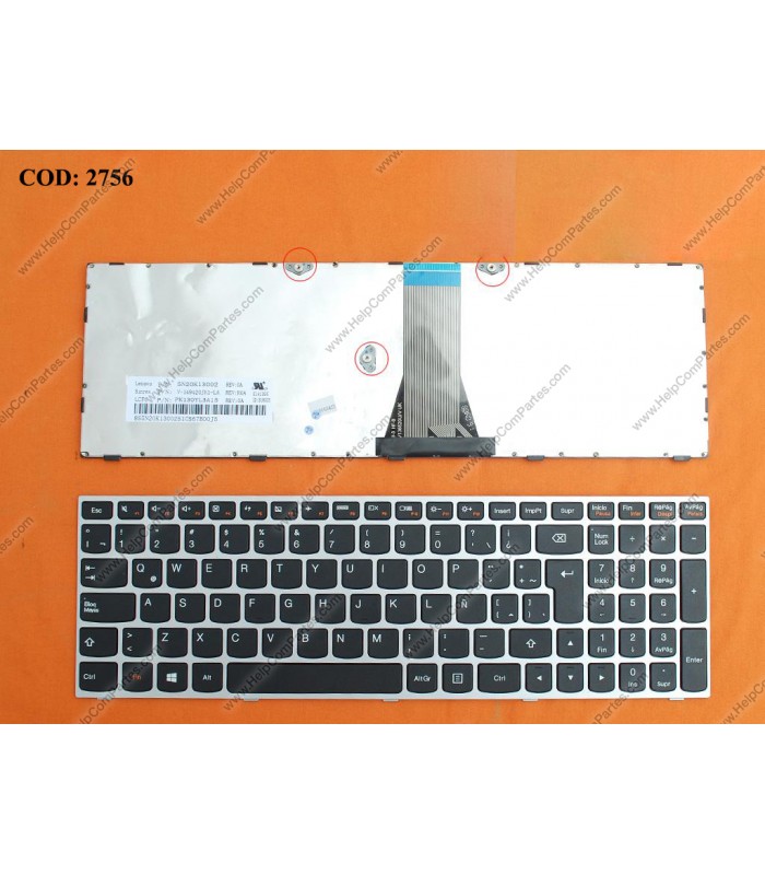 TECLADO LENOVO G50 G50-30 G50-45 G50-70 G50-70M B50 Z50 SERIES 25215227 BK MARCO GRIS WIN8  LA ORIG.