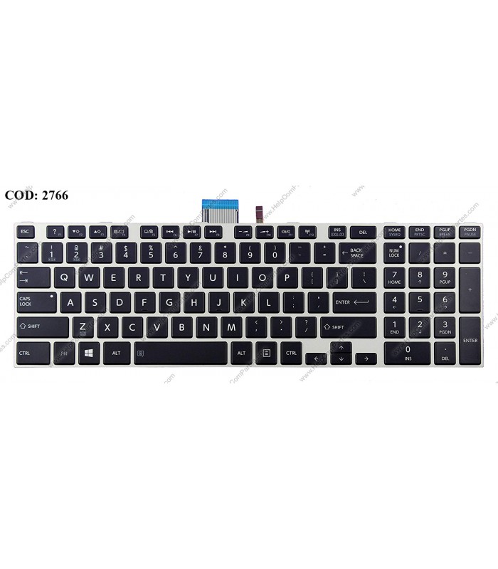TECLADO TOSHIBA S50 S50D S50-A S50D-A S50T S50T-A M50 S75 E55-A E55T-A SERIES +BACKLIT H000047340 SILVER US ORIG.