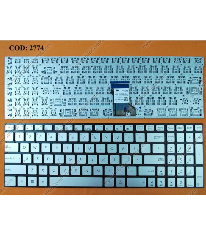 TECLADO ASUS Q552 Q552UB Q503UA Q504UA Q534UX Q553UB N592 SERIES SIN MARCO PARA BACKLIT SILVER WIN8 US ORIG.