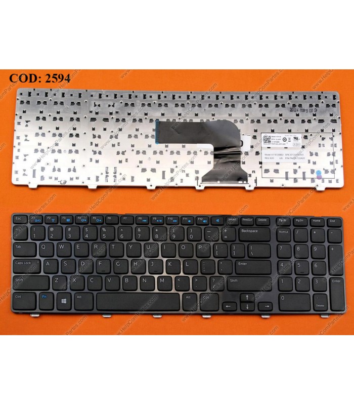 TECLADO DELL INSPIRON 17R 1728 17R 3721 17R 5721 17R 5737 / 15R 3521 15R 3537 15R 5521 15R 5528 GLOSSY 01XVY2 BK US ORIG.