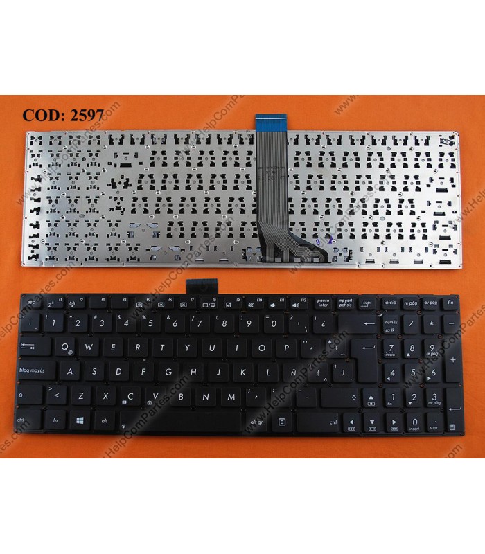 TECLADO ASUS K55 K55V A55 A55V R500A R500V V500 V500C V550 V550C SIN MARCO 0KNB0-6128LA00 BK LA OEM.