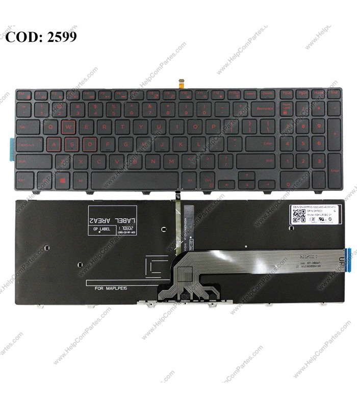 TECLADO DELL GAMING 15-7000 15-7559 17-5000 15-5547 15-5521 15-3000 15-3541 SERIES +BACKLIT 0KPP2C BK US ORIG.