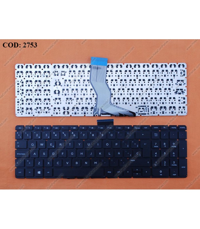 TECLADO HP PAV 15-AB 15-AW 15-AN 15-AX 15-BC 15-AE 15T-AE SERIES SIN MARCO 809031-071 WIN8  BK SP OEM.