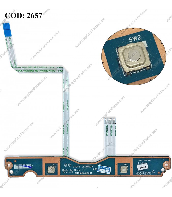 TOUCHPAD CLICK BD W/CABLE HP 250 255 256 G3 15-G 15-H 15-R 15-T 15-Z 15Z-G 15T-R SERIES 749651-001 ORIG.
