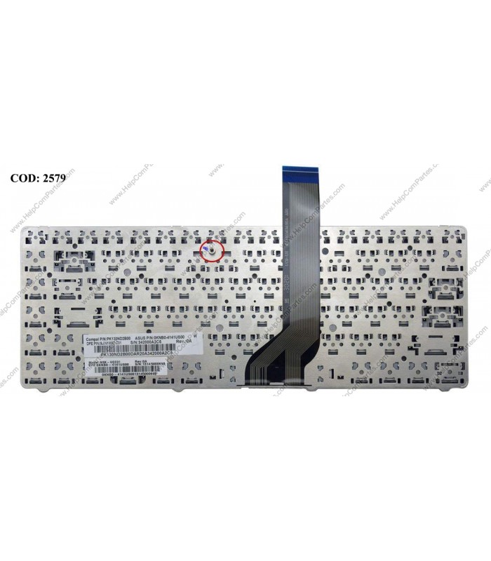 TECLADO ASUS A45V K45VM K45VS AK46 S46 E45 K45V S400C SERIES SIN MARCO 0KNB0-4140US00 BK US ORIG.