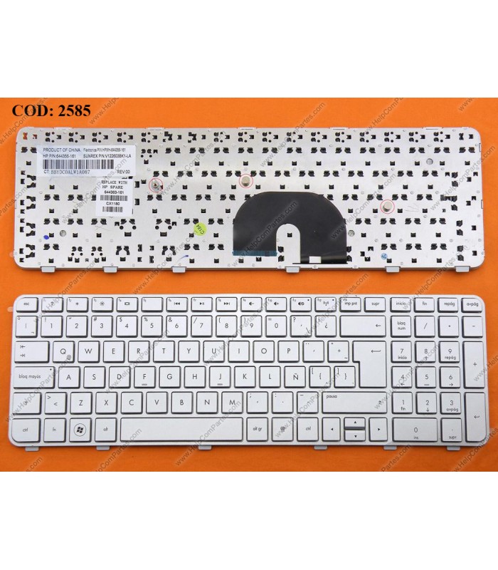 TECLADO HP PAV DV6-6000 DV6-6100 DV6-6B00 DV6-6C00 DV6T-6000 SERIES 644363-161 SILVER LA ORIG.