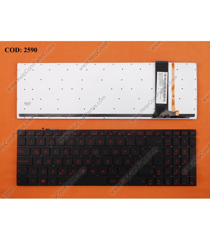 TECLADO ASUS N56 N56V U500VZ N76 R500V R505 SERIES SIN MARCO 0KNB0-6621LA00 BACKLIT WIN8 BK LA ORIG.