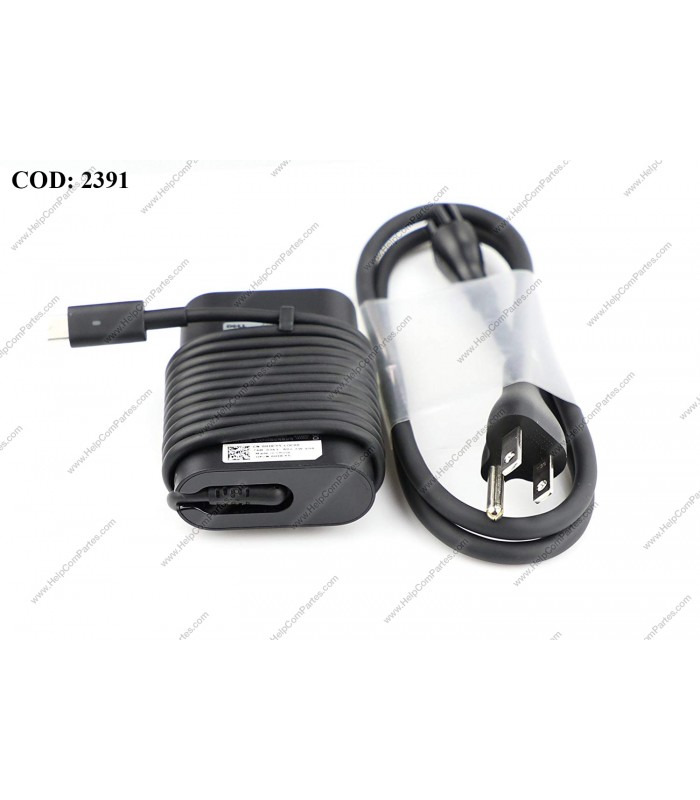 CARGADOR DELL USB-C 5V/20V---2/2.25A 45W 100-240V~ US 50-60Hz 3PRONG 0HDCY5 OEM
