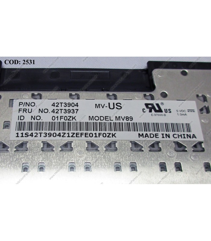 TECLADO IBM THINKPAD T60 T61 R60 R61 Z60T Z61T Z60M Z61M R400 R500 T400 T500 W500 W700 W700DS SERIES 42T3241 BK US ORIG.